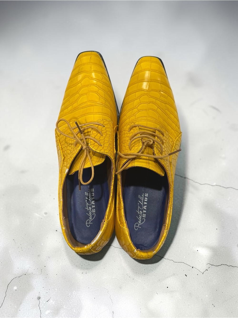 Roberto Chillini STATUS Yellow Croc‑Embossed Dress Shoes – Size 13